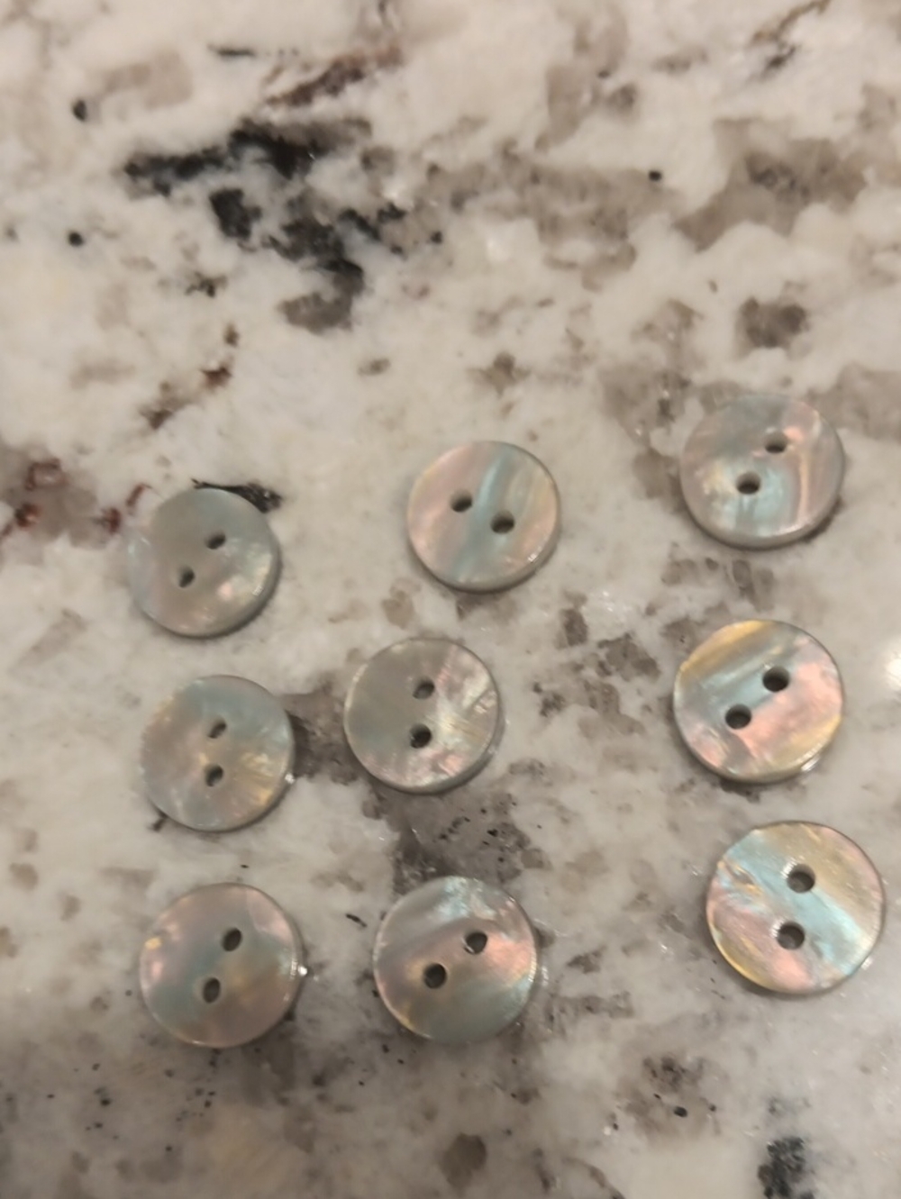 9 Iridescent Two-Hole Buttons - White